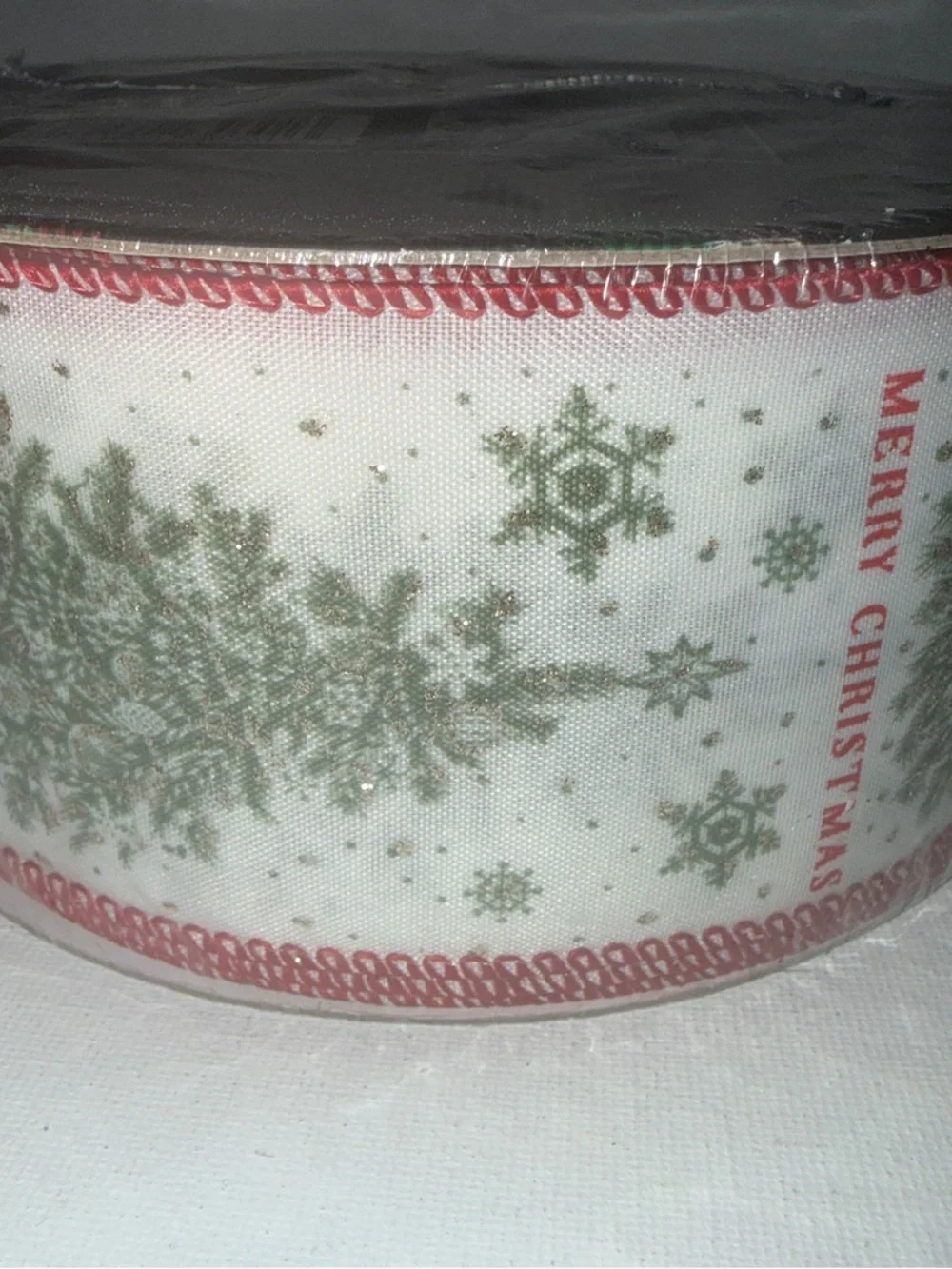 Festive Green & Red 'Merry Christmas' Holiday Garland Ribbon